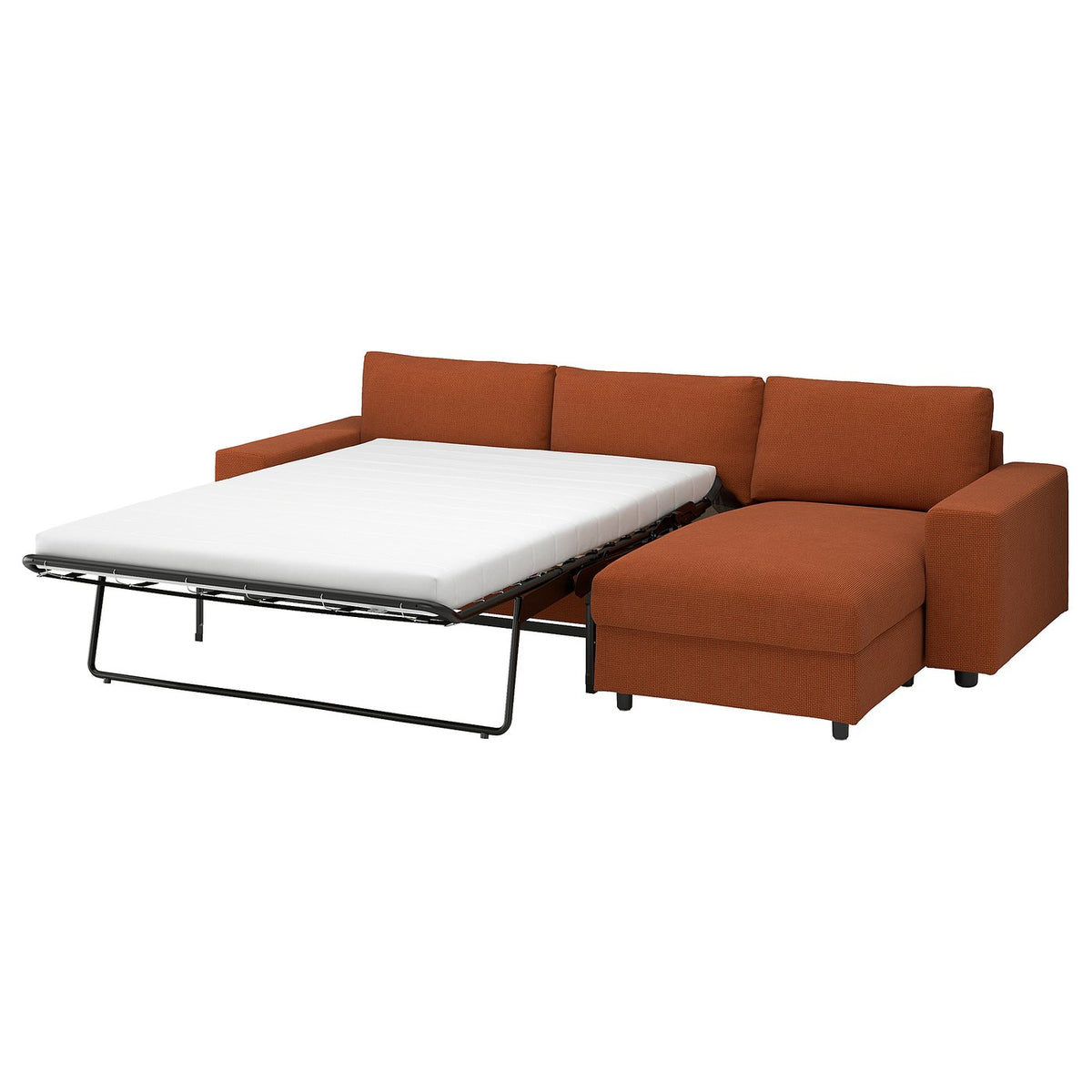 VIMLE 3-seat sofa-bed with chaise longue, with wide armrests/Mosshed red-brown, 285 cm