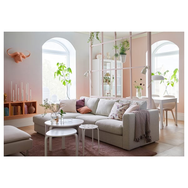 VIMLE 3-seat sofa-bed with chaise longue, Gunnared beige, 271 cm