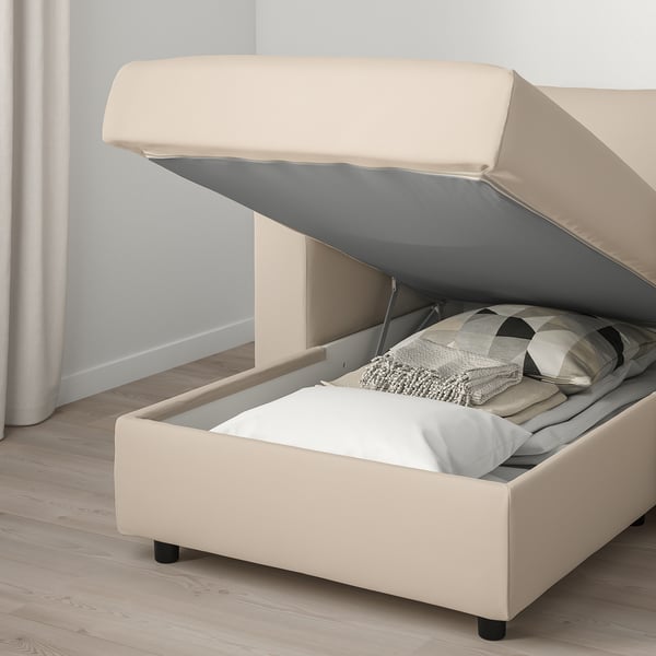 VIMLE - 3-seater sofa bed/chaise-longue, Hallarp beige ,