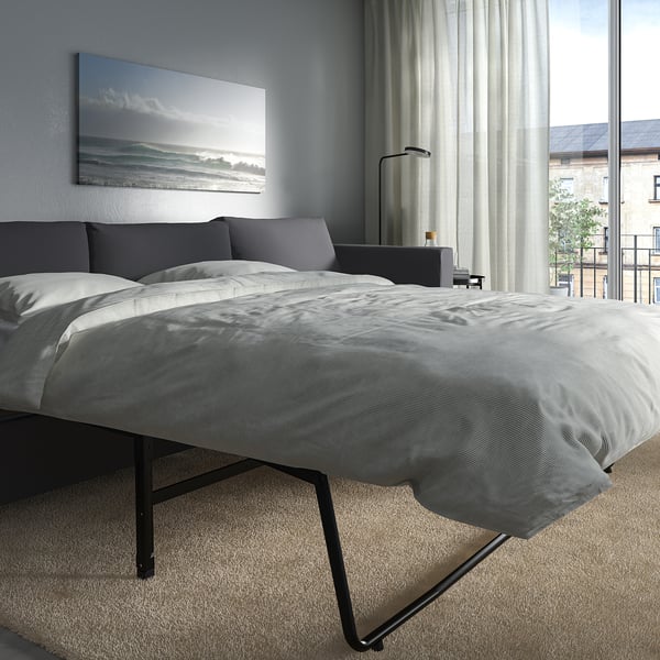 VIMLE - 3-seater sofa bed/chaise-longue, Hallarp grey ,