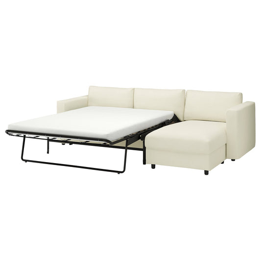 VIMLE 3-seat sofa-bed with chaise longue, Johanneshov off-white, 271 cm