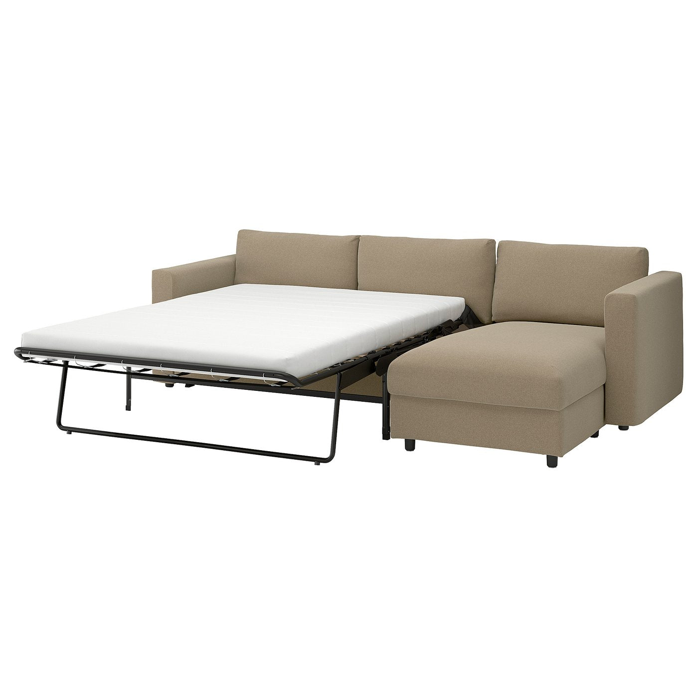 VIMLE 3-seat sofa-bed with chaise longue, Johanneshov brown-beige, 271 cm
