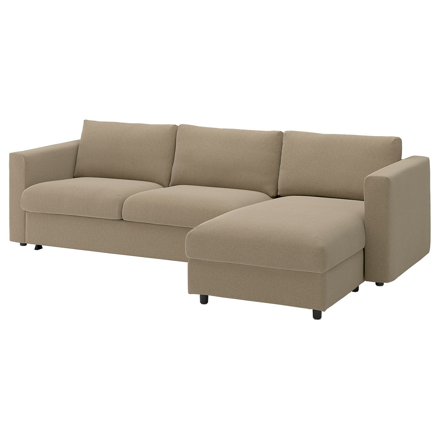 VIMLE 3-seat sofa-bed with chaise longue, Johanneshov brown-beige, 271 cm