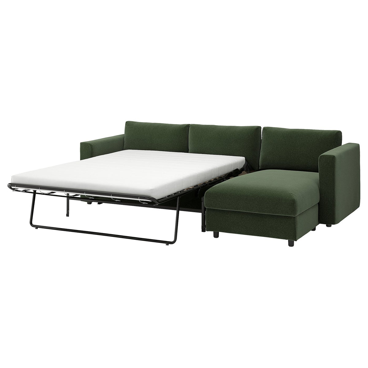VIMLE 3-seat sofa-bed with chaise longue, Johanneshov dark green, 271 cm