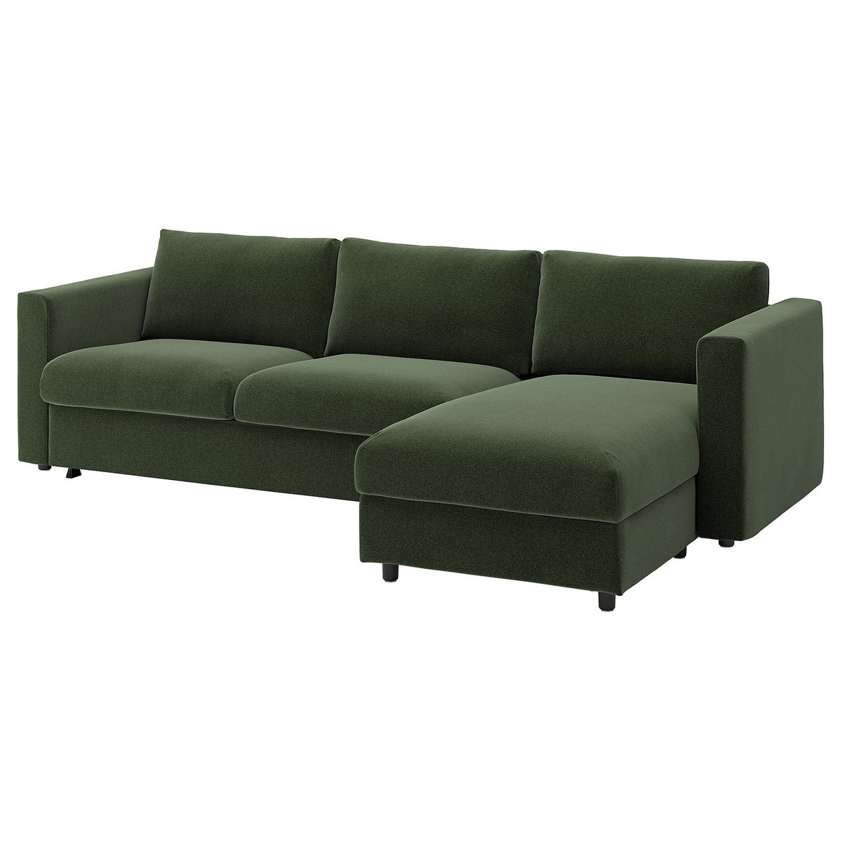 VIMLE 3-seat sofa-bed with chaise longue, Johanneshov dark green, 271 cm