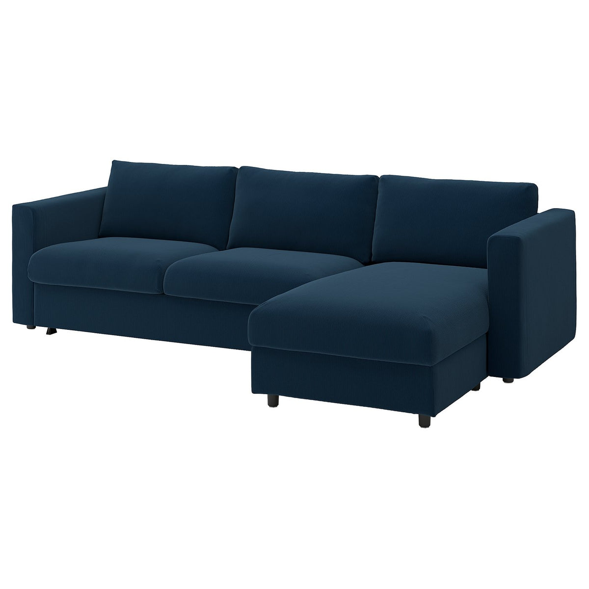 VIMLE 3-seat sofa-bed with chaise longue, Kelinge dark blue, 271 cm