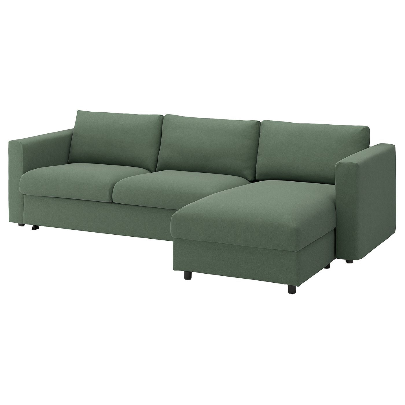 VIMLE 3-seat sofa-bed with chaise longue, Knäbäck grey-green, 271 cm