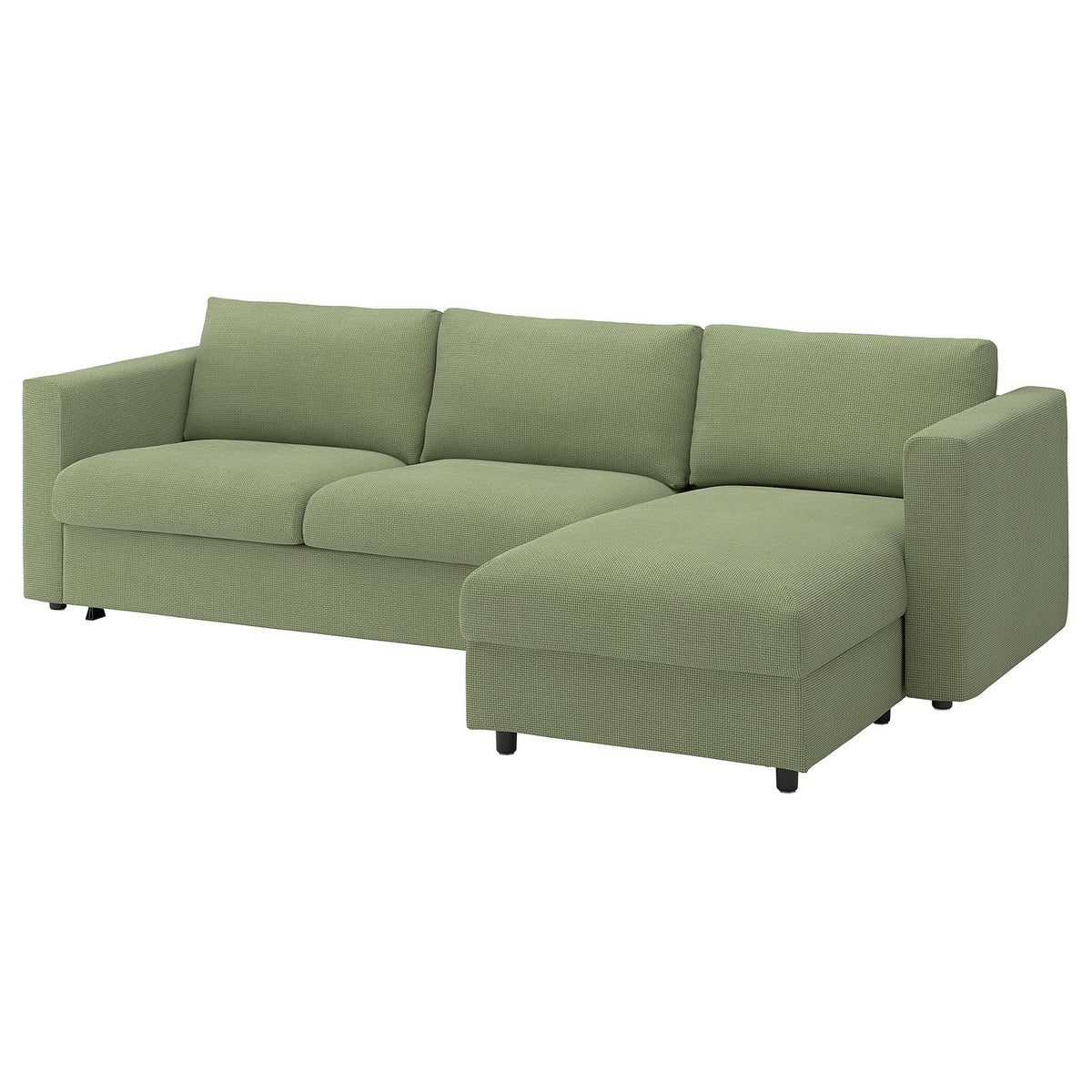 VIMLE 3-seat sofa-bed with chaise longue, Mosshed grey-green, 271 cm