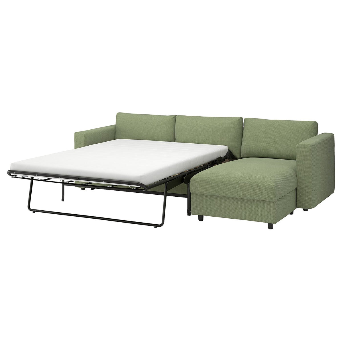 VIMLE 3-seat sofa-bed with chaise longue, Mosshed grey-green, 271 cm