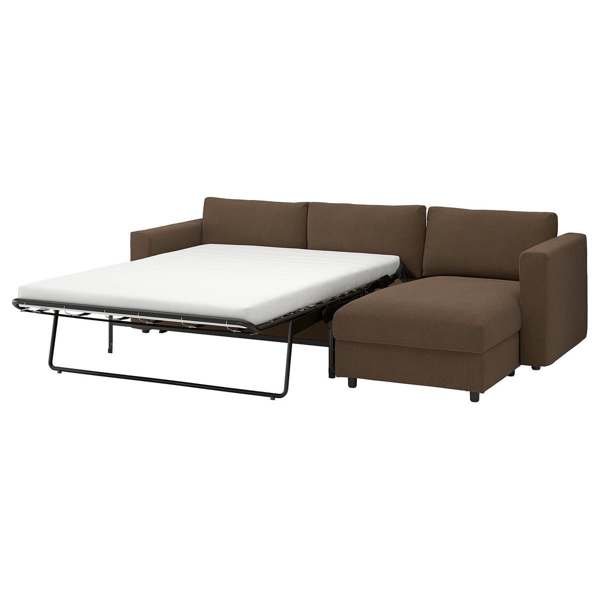 VIMLE 3-seat sofa-bed with chaise longue, Mosshed dark brown, 271 cm