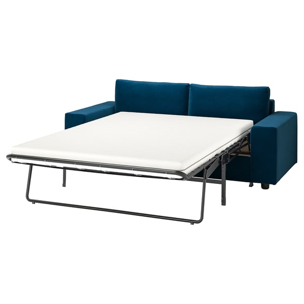 VIMLE 2-seat sofa-bed, with wide armrests/Djuparp dark green-blue, 204 cm