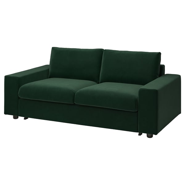 VIMLE - 2-seater sofa bed, with wide armrests/Djuparp dark green ,