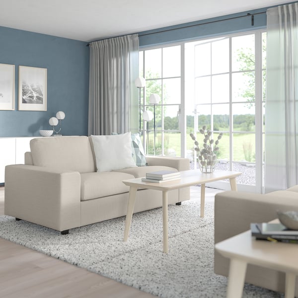 VIMLE 2-seat sofa-bed, with wide armrests/Gunnared beige, 204 cm
