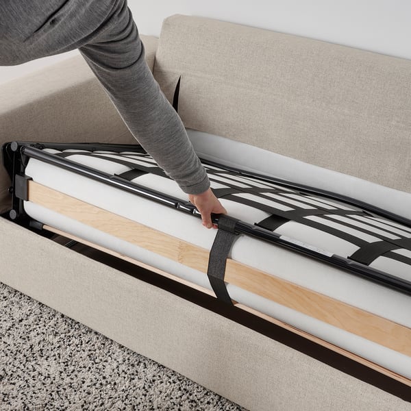 VIMLE - 2-seater sofa bed, with wide armrests/Gunnared beige ,