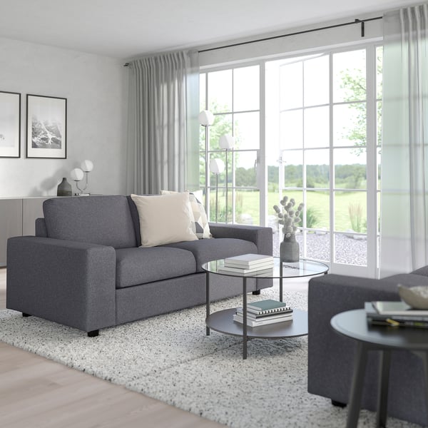 VIMLE 2-seat sofa-bed, with wide armrests/Gunnared medium grey, 204 cm