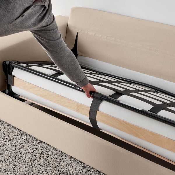 VIMLE 2-seat sofa-bed, with wide armrests/Hallarp beige, 204 cm