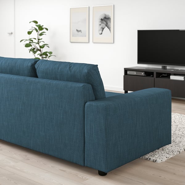 VIMLE 2-seat sofa-bed, with wide armrests/Hillared dark blue, 204 cm