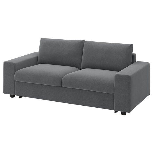 VIMLE 2-seat sofa-bed, with wide armrests/Johanneshov dark grey, 204 cm