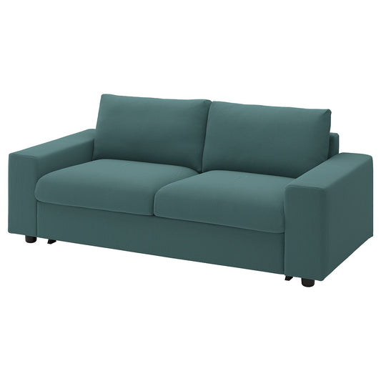 VIMLE 2-seat sofa-bed, with wide armrests/Kelinge grey-turquoise, 204 cm