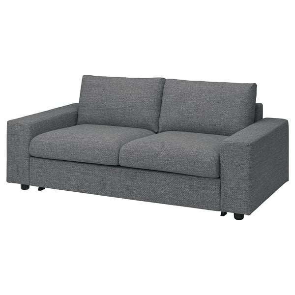 VIMLE 2-seat sofa-bed, with wide armrests/Lejde grey/black