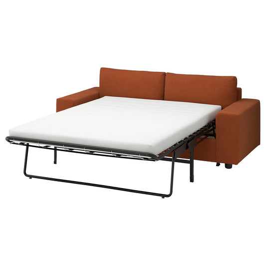VIMLE 2-seat sofa-bed, with wide armrests/Mosshed red-brown, 204 cm