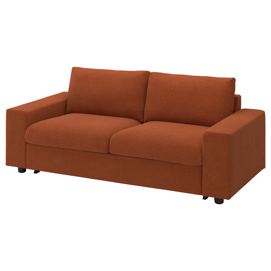 VIMLE 2-seat sofa-bed, with wide armrests/Mosshed red-brown, 204 cm