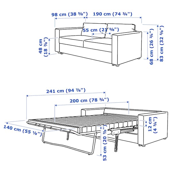 VIMLE - 2-seater sofa bed, Hallarp grey ,