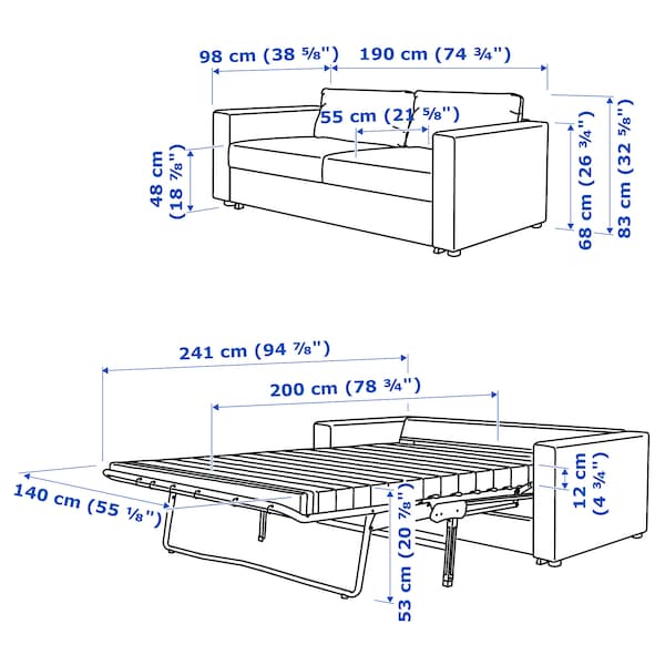 Ikea VIMLE - 2-seater sofa bed, Hallarp grey ,