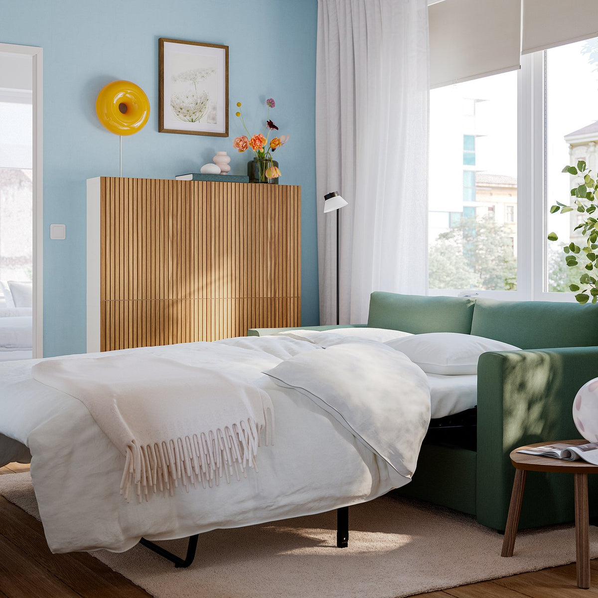 VIMLE 2-seat sofa-bed, Knäbäck grey-green, 190 cm
