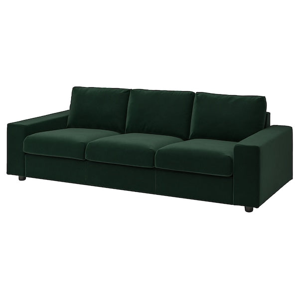 VIMLE - 3-seater sofa bed, with wide armrests/Djuparp dark green ,