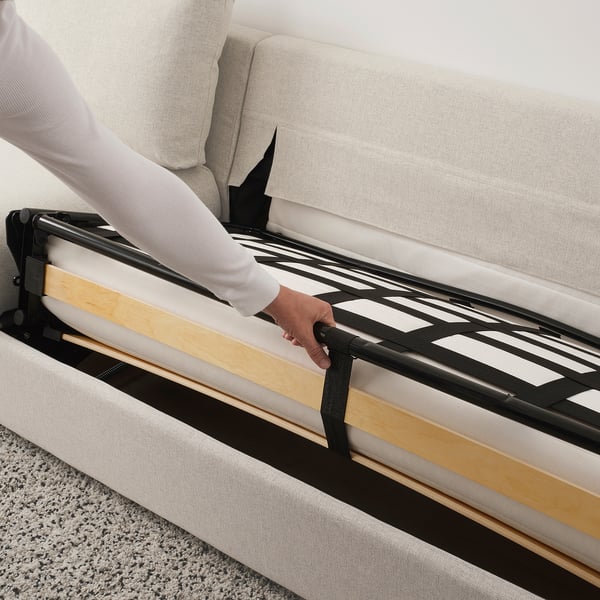 VIMLE 3-seat sofa-bed, with wide armrests/Gunnared beige, 275 cm