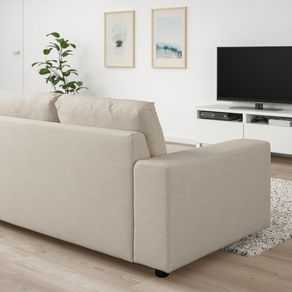 VIMLE - 3-seater sofa bed, with wide armrests/Gunnared beige ,