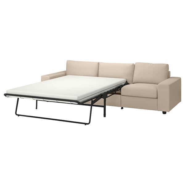 VIMLE - 3-seater sofa bed, with wide armrests/Hallarp beige ,