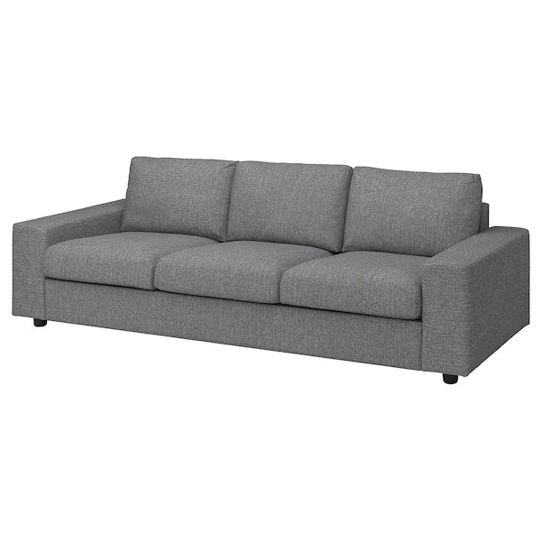 VIMLE - 3-seater sofa bed, with wide armrests/Lejde grey/black ,