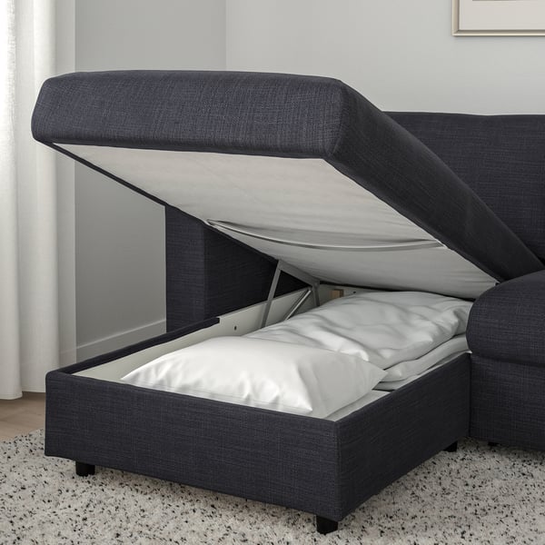 VIMLE - 3-seater sofa bed, with chaise-longue/Hillared anthracite ,