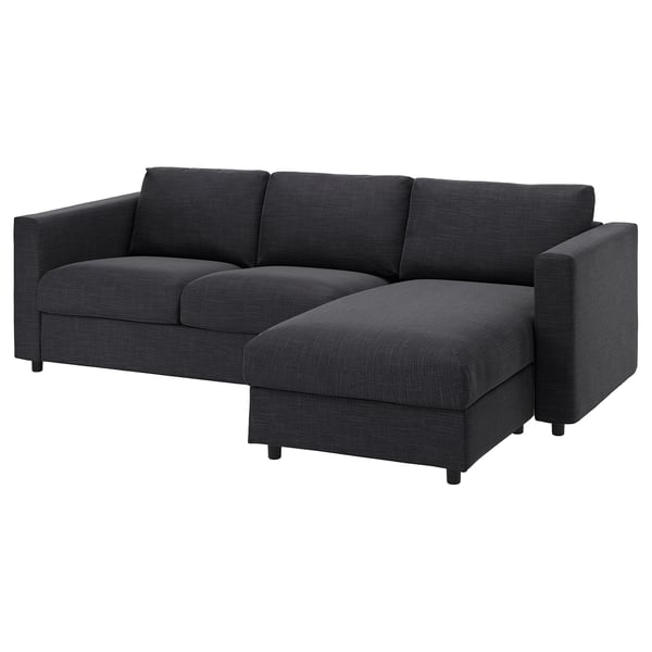 VIMLE - 3-seater sofa bed/chaise-longue, Hallarp grey ,