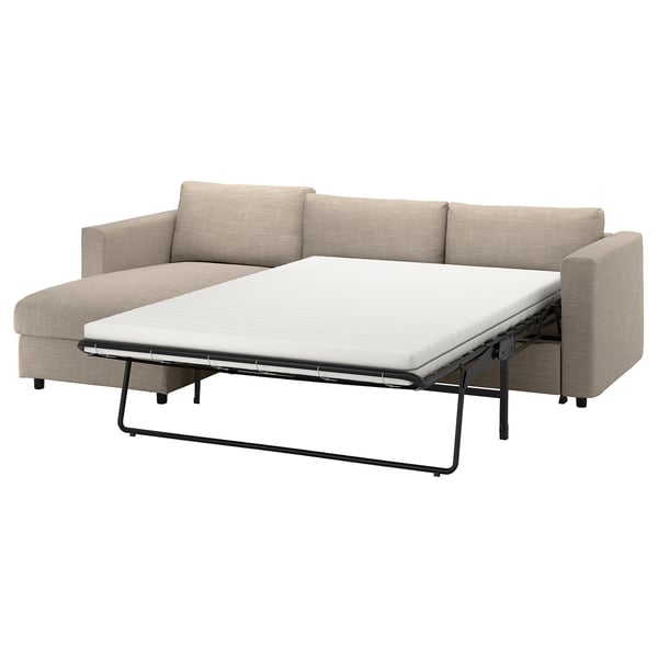 VIMLE 3-seat sofa-bed, with chaise longue/Hillared beige, 200x140 cm