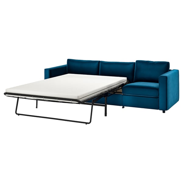 VIMLE 3-seat sofa-bed, Djuparp dark green-blue, 261 cm