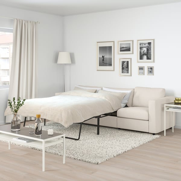 VIMLE 3-seat sofa-bed, Gunnared beige, 261 cm