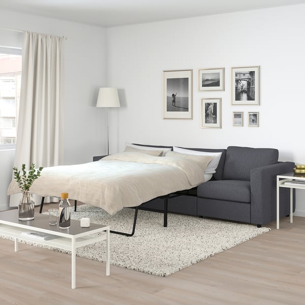 VIMLE 3-seat sofa-bed, Gunnared medium grey, 261 cm