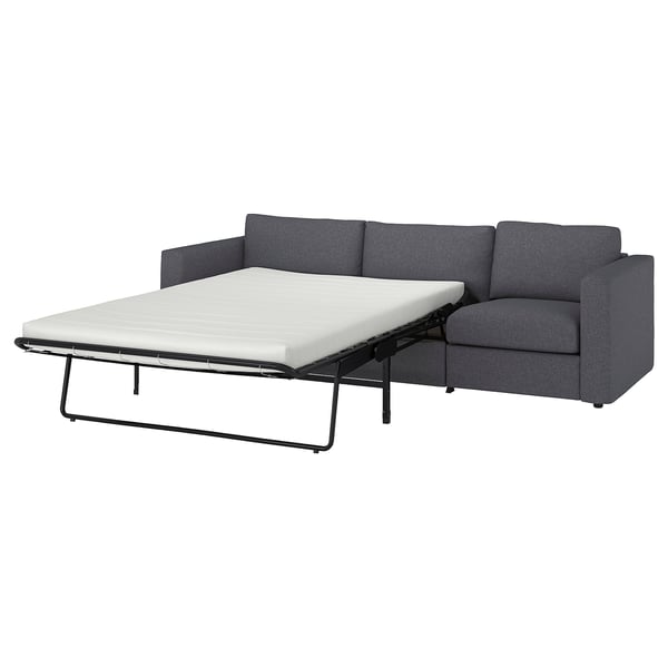 VIMLE 3-seat sofa-bed, Gunnared medium grey, 261 cm