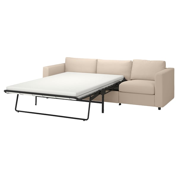 VIMLE 3-seat sofa-bed, Hallarp beige, 261 cm