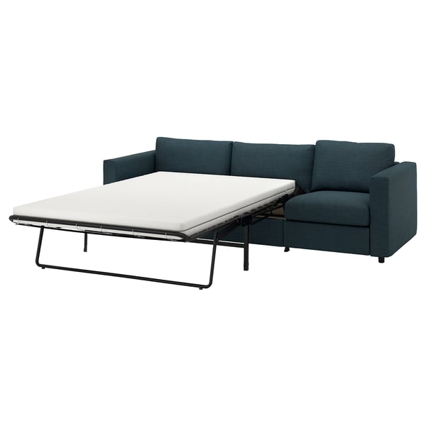 VIMLE - 3-seater sofa bed, Hillared dark blue ,