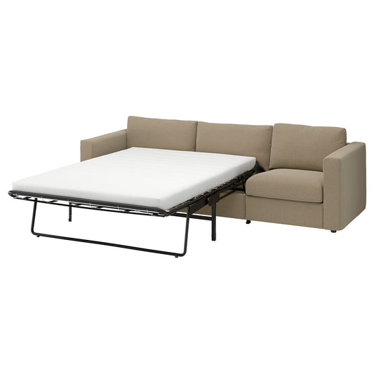VIMLE 3-seat sofa-bed, Johanneshov brown-beige, 261 cm