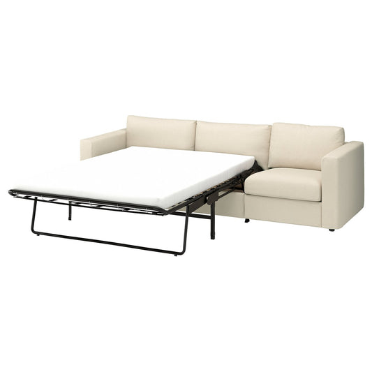VIMLE 3-seat sofa-bed, Knäbäck light beige, 261 cm