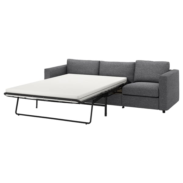 VIMLE 3-seat sofa-bed, Lejde grey/black, 200x140 cm