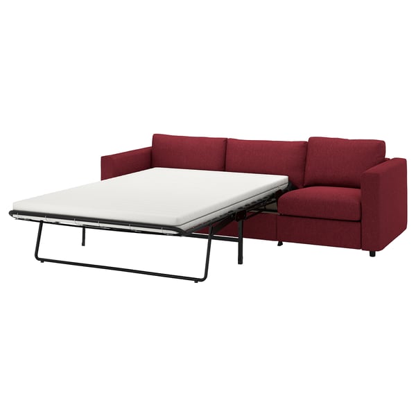 VIMLE 3-seat sofa-bed, Lejde red/brown, 200x140 cm