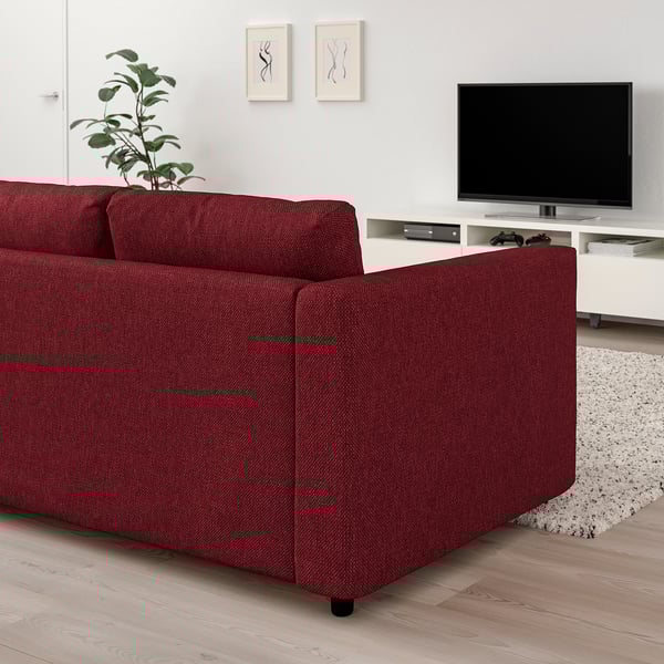 VIMLE 3-seat sofa-bed, Lejde red/brown, 200x140 cm