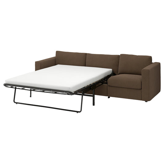 VIMLE 3-seat sofa-bed, Mosshed dark brown, 261 cm