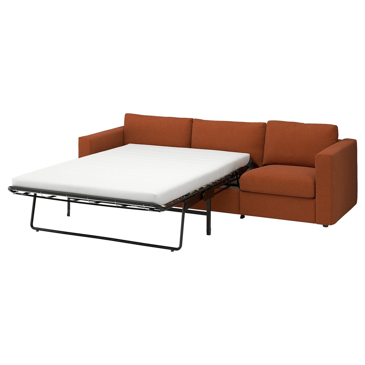 VIMLE 3-seat sofa-bed, Mosshed red-brown, 261 cm